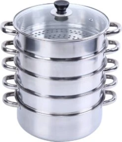 Service96 - Stoompan - 5 Lagen - Roestvrij Staal - Dikke Stoompan - Soeppan - Universele Kookpotten - Voor Inductiekookplaat, Gasfornuis - Kookgerei