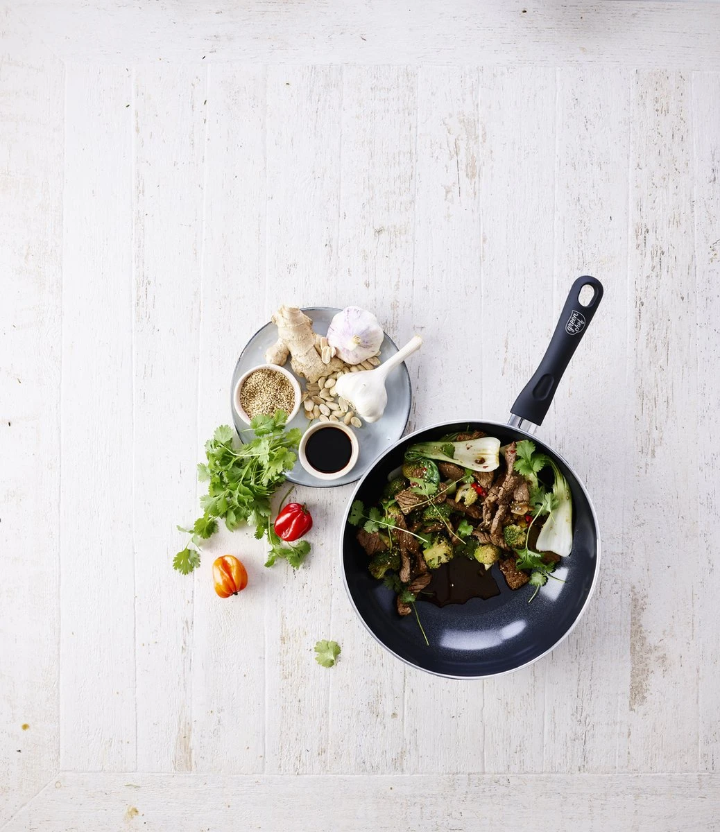 GreenChef Diamond Wokpan 28cm - Zwart - Inductie - PFAS-vrij 2 GreenChef Diamond Wokpan 28cm - Zwart - Inductie - PFAS-vrij - Afbeelding 2