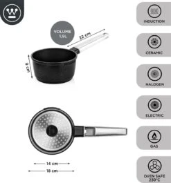 Westinghouse Performance Series - Steelpan Inductie 18cm - Zwart - Geschikt Voor Alle Warmtebronnen Inclusief Inductie En Ovenbestendig - Sauspan -Pot Benodigdheden Winkel 1120x1200 6