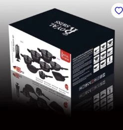 Royal Swiss® - Set Lot 33-delige - Pannenset Inductie - Steengoeden - Afneembare Handgreep - Glazen Deksel - Geschikt Voor Oven - PFAS-vrij + Keukengerei -Pot Benodigdheden Winkel 1133x1200