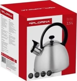 Florina Brillo Fluitketel 2,5L Voor Alle Warmtebronnen - Waterketel - Geborsteld RVS Zilver -Pot Benodigdheden Winkel 1139x1200 1