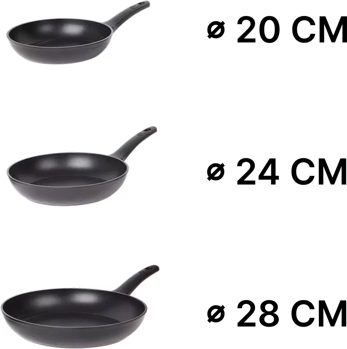 Masterchef Koekenpannen | 3-Delige Koekenpannenset | Inclusief 3 Inclusief Signature Collection Masterchef Messen | Ø 20, 24 En 28 Cm | Geschikt Voor Verschillende Warmtebronnen | Inductie, Elektrisch, Gas En Keramisch Pannenset | Vrij Van PFOA 3 Masterchef Koekenpannen | 3-Delige Koekenpannenset | Inclusief 3 Inclusief Signature Collection Masterchef Messen | Ø 20, 24 En 28 Cm | Geschikt Voor Verschillende Warmtebronnen | Inductie, Elektrisch, Gas En Keramisch Pannenset | Vrij Van PFOA - Afbeelding 3