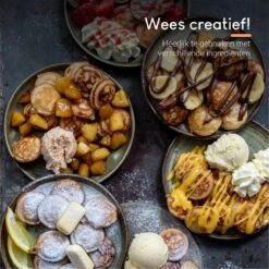 Ocina Poffertjespan– 19 Poffertjes – Poffertjesmaker – Poffertjespan Inductie – Poffertjespan Electrisch – Gietijzeren Pan – Inclusief Warmtebestendige Handvaten– Gratis Receptenboek -Pot Benodigdheden Winkel 1198x1200 3