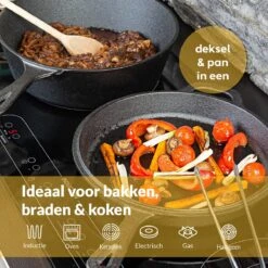 Chefarone Gietijzeren Pan - 2-in-1 Braadpan Inclusief Deksel - Geschikt Voor Alle Warmtebronnen -Pot Benodigdheden Winkel 1199x1200 3