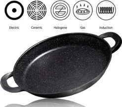 CUILINA Paella Pan 40 Cm– Duitse GREBLON Antiaanbaklaag Marmer Coating - Voor Inductie En Alle Warmtebronnen - Met Afneembare Siliconen Handvatten. -Pot Benodigdheden Winkel 1200x1048
