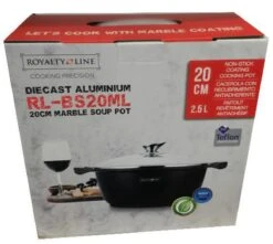 Royalty Line - Marble Soep/braadpan - Met Glazen Deksel Zwart - 20 CM. RL-BS20ML -Pot Benodigdheden Winkel 1200x1073