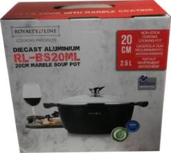 Royalty Line - Marble Soep/braadpan - Met Glazen Deksel Zwart - 20 CM. RL-BS20ML -Pot Benodigdheden Winkel 1200x1074 1