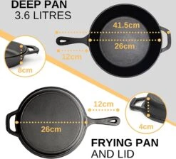 Nuovva 2-in-1 Gietijzeren Steelpan En Braadpan Of Grillplaat Met Dubbel Functie Koekenpan Deksel - 3 Liter - 26cm -Pot Benodigdheden Winkel 1200x1086 1