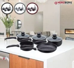 Herzberg HG-5003BK: 8 Pieces Marble Cookware Set - Black -Pot Benodigdheden Winkel 1200x1109 1