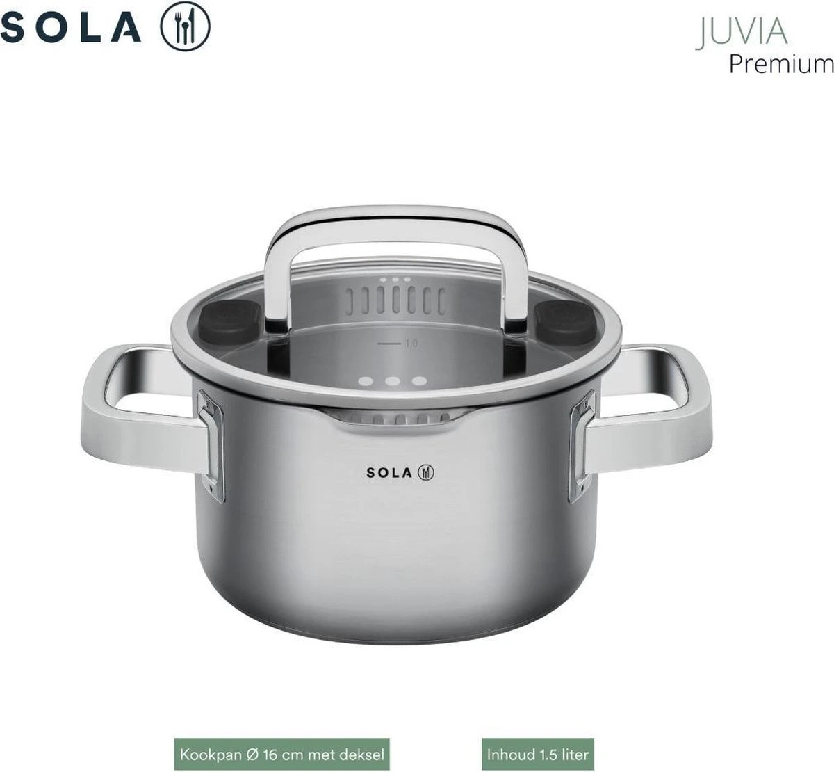 Sola Pannenset Juvia - 4 Delig - Ø 16,16,18,20 Cm - Zilver - RVS - Sandwichbodem 16 Sola Pannenset Juvia - 4 Delig - Ø 16,16,18,20 Cm - Zilver - RVS - Sandwichbodem - Afbeelding 16