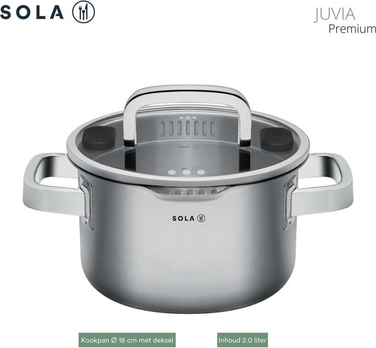 Sola Pannenset Juvia - 4 Delig - Ø 16,16,18,20 Cm - Zilver - RVS - Sandwichbodem 12 Sola Pannenset Juvia - 4 Delig - Ø 16,16,18,20 Cm - Zilver - RVS - Sandwichbodem - Afbeelding 12