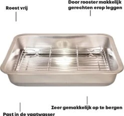YUGN Braadslede Ovenschaal Braadslee Oven - Braadslede Met Rooster Voor Ovengerechten - Roestvrijstaal En 40x30x7CM - Cadeau Tip -Pot Benodigdheden Winkel 1200x1124 3
