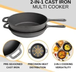 Nuovva 2-in-1 Gietijzeren Steelpan En Braadpan Of Grillplaat Met Dubbel Functie Koekenpan Deksel - 3 Liter - 26cm -Pot Benodigdheden Winkel 1200x1134 1