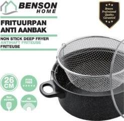 Benson Frituurpan Met Korf - Ø 26 Cm - Carbonstaal Met Marmer Coating -Pot Benodigdheden Winkel 1200x1168 4