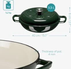 Navaris Gietijzeren Stoofpan Met Deksel- 3,5 Liter Gietijzeren Ovenschaal Van Email - Geschikt Voor Alle Warmtebronnen - Groen -Pot Benodigdheden Winkel 1200x1171 2