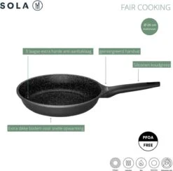 Sola - Fair Cooking Zwart/wit Greblon Anti Aanbaklaag 9 Sola - Fair Cooking Zwart/wit Greblon Anti Aanbaklaag -Pot Benodigdheden Winkel 1200x1184