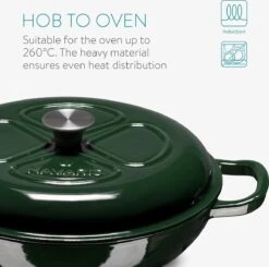 Navaris Gietijzeren Stoofpan Met Deksel- 3,5 Liter Gietijzeren Ovenschaal Van Email - Geschikt Voor Alle Warmtebronnen - Groen -Pot Benodigdheden Winkel 1200x1189 2