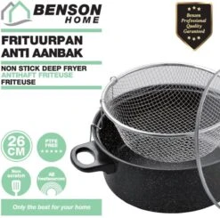 Benson Frituurpan Met Korf - Ø 26 Cm - Carbonstaal Met Marmer Coating -Pot Benodigdheden Winkel 1200x1192 1
