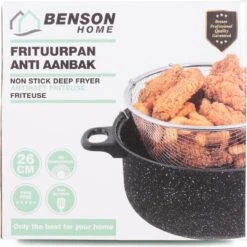 Benson Frituurpan Met Korf - Ø 26 Cm - Carbonstaal Met Marmer Coating -Pot Benodigdheden Winkel 1200x1199 5