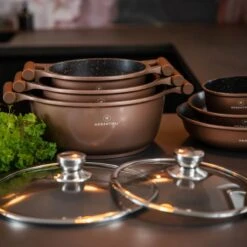 Herenthal Inductie Pannenset- Luxe 10-delige Koekenpannenset - Voor Alle Warmtebronnen - Met Glazen Deksels - Koper -Pot Benodigdheden Winkel 1200x1200 11