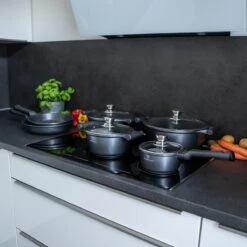 Herenthal Pannenset Inductie - Luxe 10-Delige Pannenset - Kookpotten Voor Alle Warmtebronnen - Kookpan - Pan Inductie Met Glazen Deksels En Koudgrepen - Grijs -Pot Benodigdheden Winkel 1200x1200 111