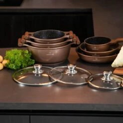 Herenthal Inductie Pannenset- Luxe 10-delige Koekenpannenset - Voor Alle Warmtebronnen - Met Glazen Deksels - Koper -Pot Benodigdheden Winkel 1200x1200 12