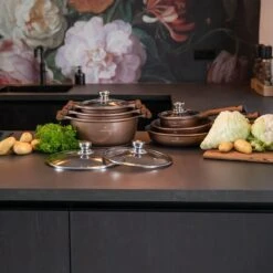 Herenthal Inductie Pannenset- Luxe 10-delige Koekenpannenset - Voor Alle Warmtebronnen - Met Glazen Deksels - Koper -Pot Benodigdheden Winkel 1200x1200 14