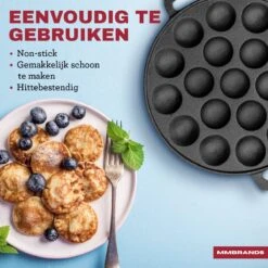 MM Brands Poffertjespan - Poffertjesmaker - Inductie / Oven / BBQ - Inclusief Handvat, Borstel En Vorken -Pot Benodigdheden Winkel 1200x1200 332