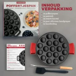MM Brands Poffertjespan - Poffertjesmaker - Inductie / Oven / BBQ - Inclusief Handvat, Borstel En Vorken -Pot Benodigdheden Winkel 1200x1200 334