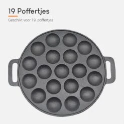 Ocina Poffertjespan– 19 Poffertjes – Poffertjesmaker – Poffertjespan Inductie – Poffertjespan Electrisch – Gietijzeren Pan – Inclusief Warmtebestendige Handvaten– Gratis Receptenboek -Pot Benodigdheden Winkel 1200x1200 339