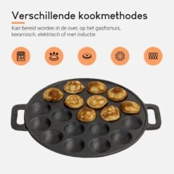 Ocina Poffertjespan – Combo Pack – 19 Poffertjes – Poffertjesmaker – Poffertjespan Inductie – Poffertjespan Electrisch – Gietijzeren Pan - Inclusief Doseerfles, Handvaten, 6x Poffertjesvorken En Invetkwast – Gratis Receptenboek -Pot Benodigdheden Winkel 1200x1200 360