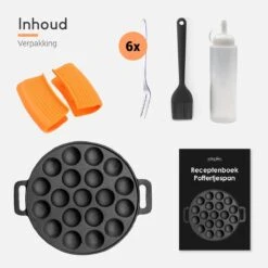 Ocina Poffertjespan – Combo Pack – 19 Poffertjes – Poffertjesmaker – Poffertjespan Inductie – Poffertjespan Electrisch – Gietijzeren Pan - Inclusief Doseerfles, Handvaten, 6x Poffertjesvorken En Invetkwast – Gratis Receptenboek -Pot Benodigdheden Winkel 1200x1200 364