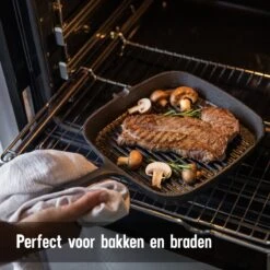 Daumonet Auguste Noir Gietijzeren Grillpan - Steakpan Zwart - PFAS & PFOA Vrij - Vierkant Met Schenktuit - 23,5 Cm - 2 Liter - Emaille - Alle Warmtebronnen - Elektrisch - Gas - Halogeen - Inductie - Keramisch -Pot Benodigdheden Winkel 1200x1200 582