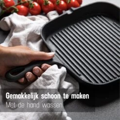 Daumonet Auguste Noir Gietijzeren Grillpan - Steakpan Zwart - PFAS & PFOA Vrij - Vierkant Met Schenktuit - 23,5 Cm - 2 Liter - Emaille - Alle Warmtebronnen - Elektrisch - Gas - Halogeen - Inductie - Keramisch -Pot Benodigdheden Winkel 1200x1200 585