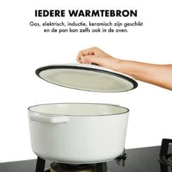 MOA Gietijzeren Braadpan - Inhoud 5,7 Liter - 26CM - Rond - Alle Warmtebronnen - Ook Voor Inductie - Gewicht 5,8 Kg - Wit - C26W -Pot Benodigdheden Winkel 1200x1200 639