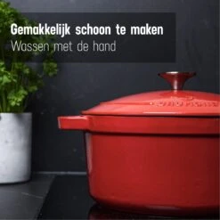 Daumonet Carême Rouge Gietijzeren Braadpan - Sudderpan Kersen Rood - Rond - Ø26 Cm - 4,4 Liter - PFAS & PFOA Vrij - Emaille - Geschikt Voor Alle Warmtebronnen - Elektrisch - Gas - Halogeen - Inductie - Keramisch - Vaatwasserbestendig -Pot Benodigdheden Winkel 1200x1200 682