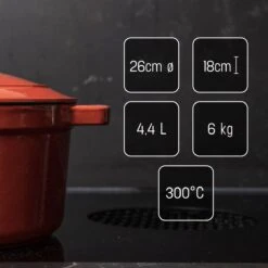 Daumonet Carême Rouge Gietijzeren Braadpan - Sudderpan Kersen Rood - Rond - Ø26 Cm - 4,4 Liter - PFAS & PFOA Vrij - Emaille - Geschikt Voor Alle Warmtebronnen - Elektrisch - Gas - Halogeen - Inductie - Keramisch - Vaatwasserbestendig -Pot Benodigdheden Winkel 1200x1200 684