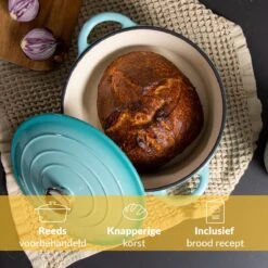 Chefarone Gietijzeren Pan - Braadpan Inclusief Deksel - Geschikt Voor Alle Warmtebronnen - Geëmailleerd Blauw -Pot Benodigdheden Winkel 1200x1200 695