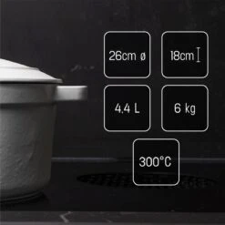 Daumonet Carême Blanc Gietijzeren Braadpan - Sudderpan Wit - Rond - Ø 26 Cm - 4,4 Liter - 100% PFAS & PFOA Vrij - Emaille - Geschikt Voor Alle Warmtebronnen - Elektrisch - Gas - Halogeen - Inductie - Keramisch - Vaatwasserbestendig -Pot Benodigdheden Winkel 1200x1200 721