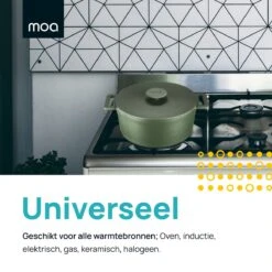 MOA Gietijzeren Braadpan - Inhoud 4,75 Liter - 26CM - Rond - Alle Warmtebronnen - Ook Voor Inductie - Gewicht 5,8 Kg - Olijfgroen - MC26OG -Pot Benodigdheden Winkel 1200x1200 750