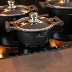 Herenthal Inductie Pannenset - Luxe 10-delige Koekenpanset - Voor Alle Warmtebronnen - Met Glazen Deksels En Koudgrepen - Zwart -Pot Benodigdheden Winkel 1200x1200 86