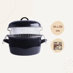Orange85 Frituurpan - Zwart - Inductie - Emaille - Diameter 24 Cm - Met Draadmand - 3,5 Liter -Pot Benodigdheden Winkel 1200x1200 866