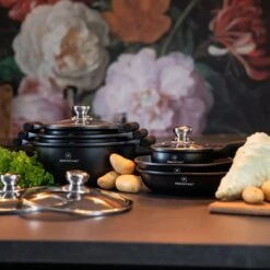 Herenthal Inductie Pannenset - Luxe 10-delige Koekenpanset - Voor Alle Warmtebronnen - Met Glazen Deksels En Koudgrepen - Zwart -Pot Benodigdheden Winkel 1200x1200 88