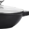 Luxe Swiss Wokpan - Ø 28 Cm - Marmeren Coating - Inductie - Met Glazen Deksel - Zwart