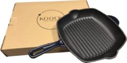 Koock Amsterdam® Grillpan - Geëmailleerd Gietijzer - Geschikt Voor Alle Warmtebronnen - Mat Blauw -Pot Benodigdheden Winkel 1200x602 2