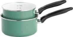 Lite-Body Magnus 2-delige Steelpannenset - Ø16 CM En Ø18 CM- Emaille - Olijf Groen - Inductie -Pot Benodigdheden Winkel 1200x607 1