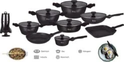 Royal Swiss® - Set Lot 33-delige - Pannenset Inductie - Steengoeden - Afneembare Handgreep - Glazen Deksel - Geschikt Voor Oven - PFAS-vrij + Keukengerei -Pot Benodigdheden Winkel 1200x608 1