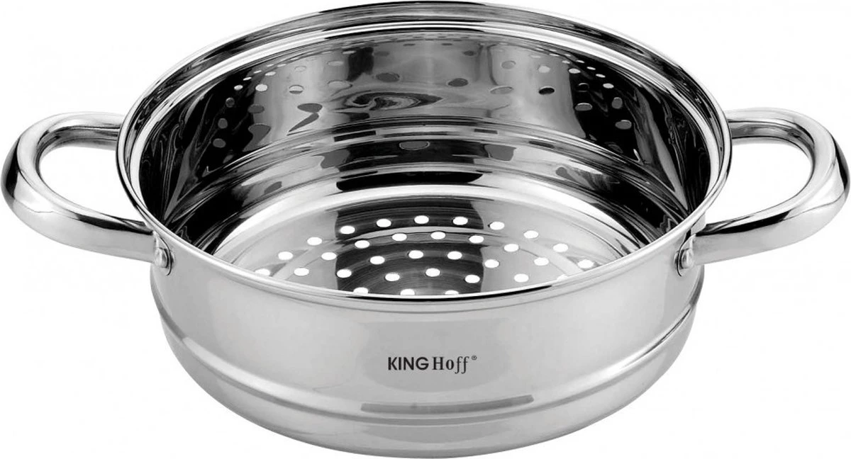 Kinghoff 1536 - Inzet Stoompan - Groentestomer - Vleesstomer - Ø24 X 8.5 Cm 5 Kinghoff 1536 - Inzet Stoompan - Groentestomer - Vleesstomer - Ø24 X 8.5 Cm - Afbeelding 5