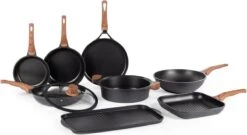 Rosmarino Black Line - Wokpan - Ø30cm - 100% PFAS & PFOA Vrij - Gegoten Aluminium - Non-stick Minerale Coating - Ergonomische Handgreep - Geschikt Voor Alle Warmtebronnen & Vaatwasser -Pot Benodigdheden Winkel 1200x654 1