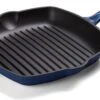 Koock Amsterdam® Grillpan - Geëmailleerd Gietijzer - Geschikt Voor Alle Warmtebronnen - Mat Blauw